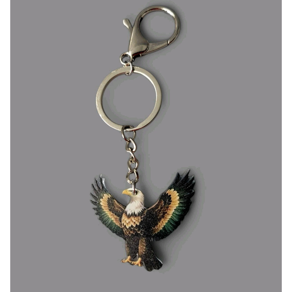Bald Eagle Keychain Flying Bird Key Ring with Lobster Clasp‎ Wildlife Patriotic